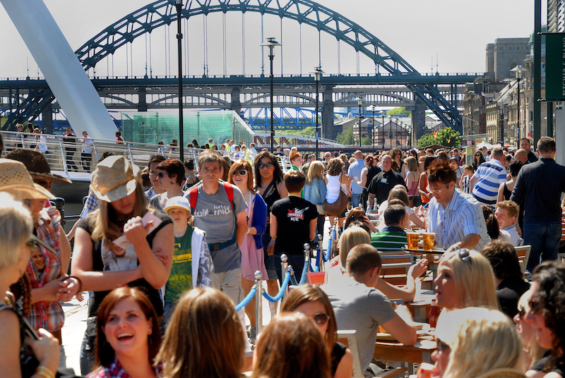 people on Newcastle quayside